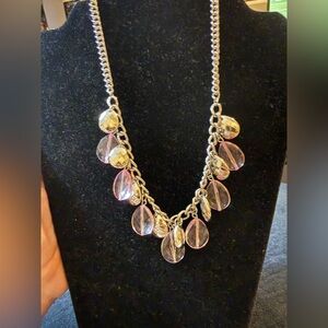 Elegant Silver and Pink Necklace